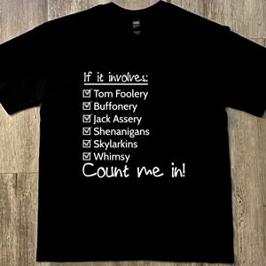 Count Me In for Horseplay Graphic Tee - Black, cotton, unisex large